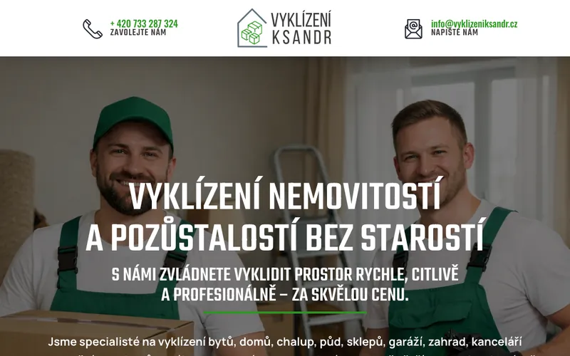 Náhled webu Vyklízení Ksandr