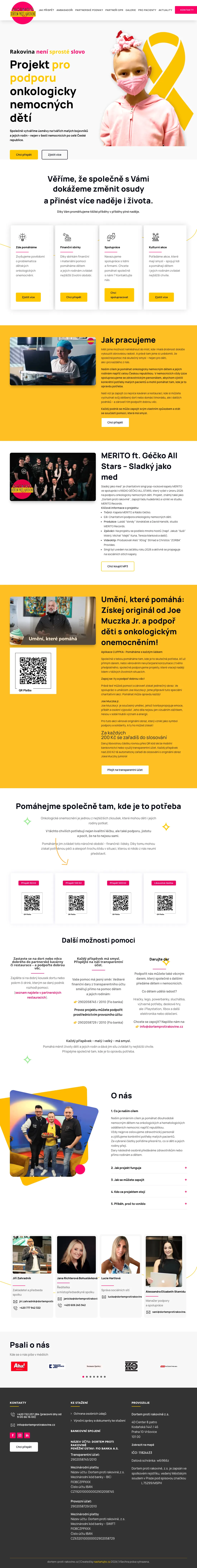 Celá úvodní stránka webu dortem-proti-rakovine.cz