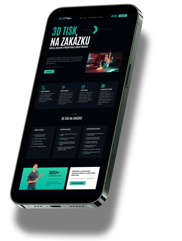 Ukázka webu na mobilním telefonu